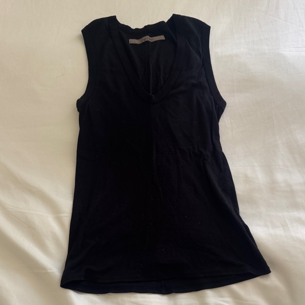 Enza Costa U-neck tank Black Sleeveless Women's Top